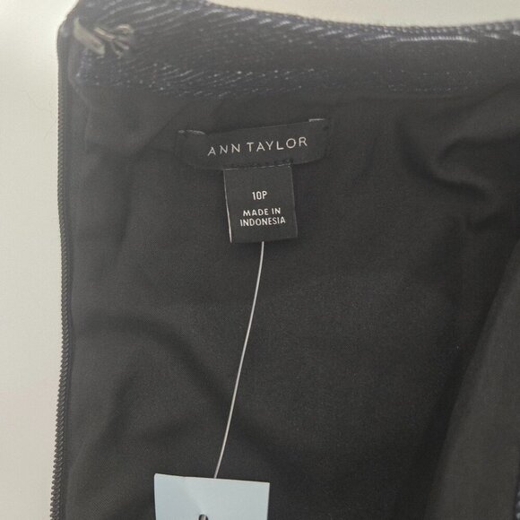 NWT Ann Taylor Denim Trim Tweed Shift Dress Sleeveless- Blue - Sz 10P - Picture 7 of 11